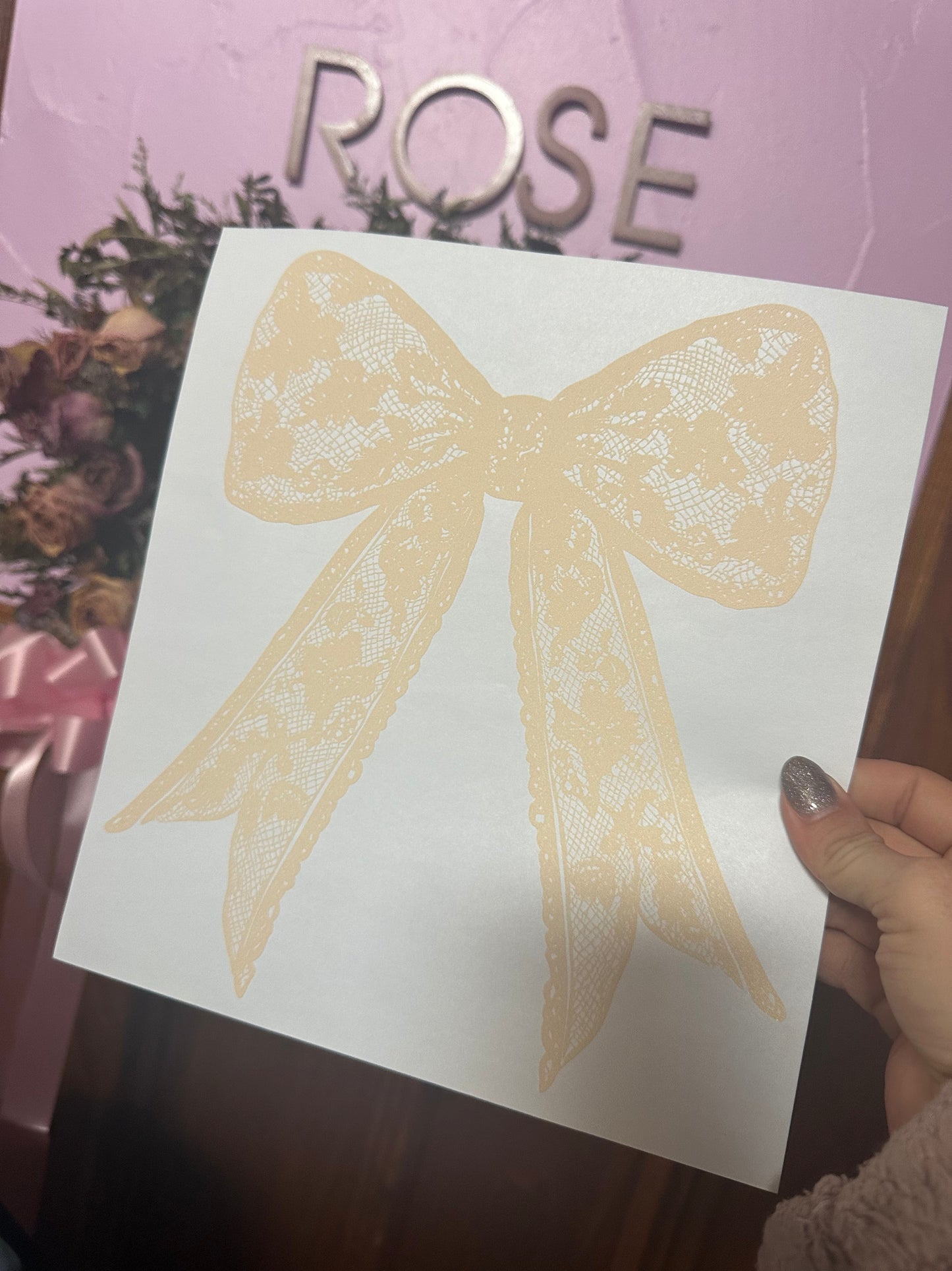 Tan lace bow