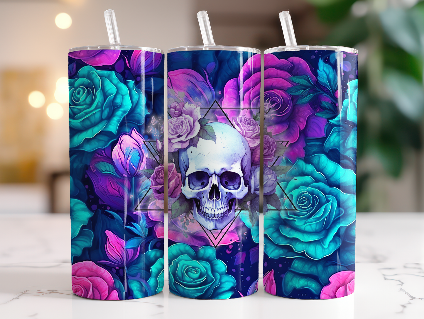Rose Skull Tumbler Wrap