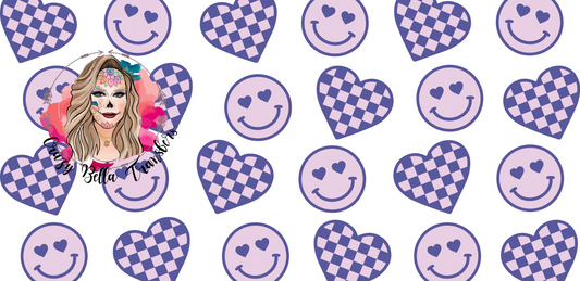 Purple checkered hearts wrap