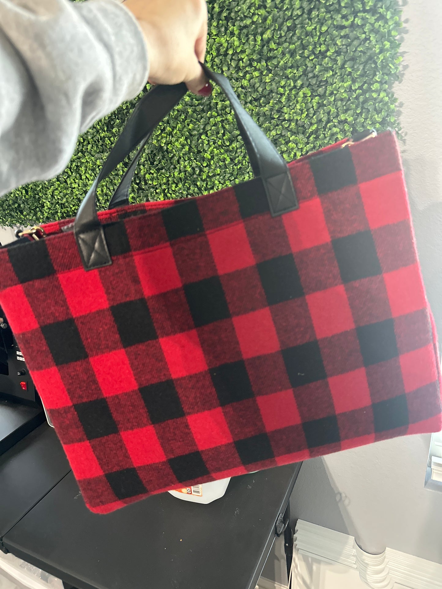 Buffalo plaid bag