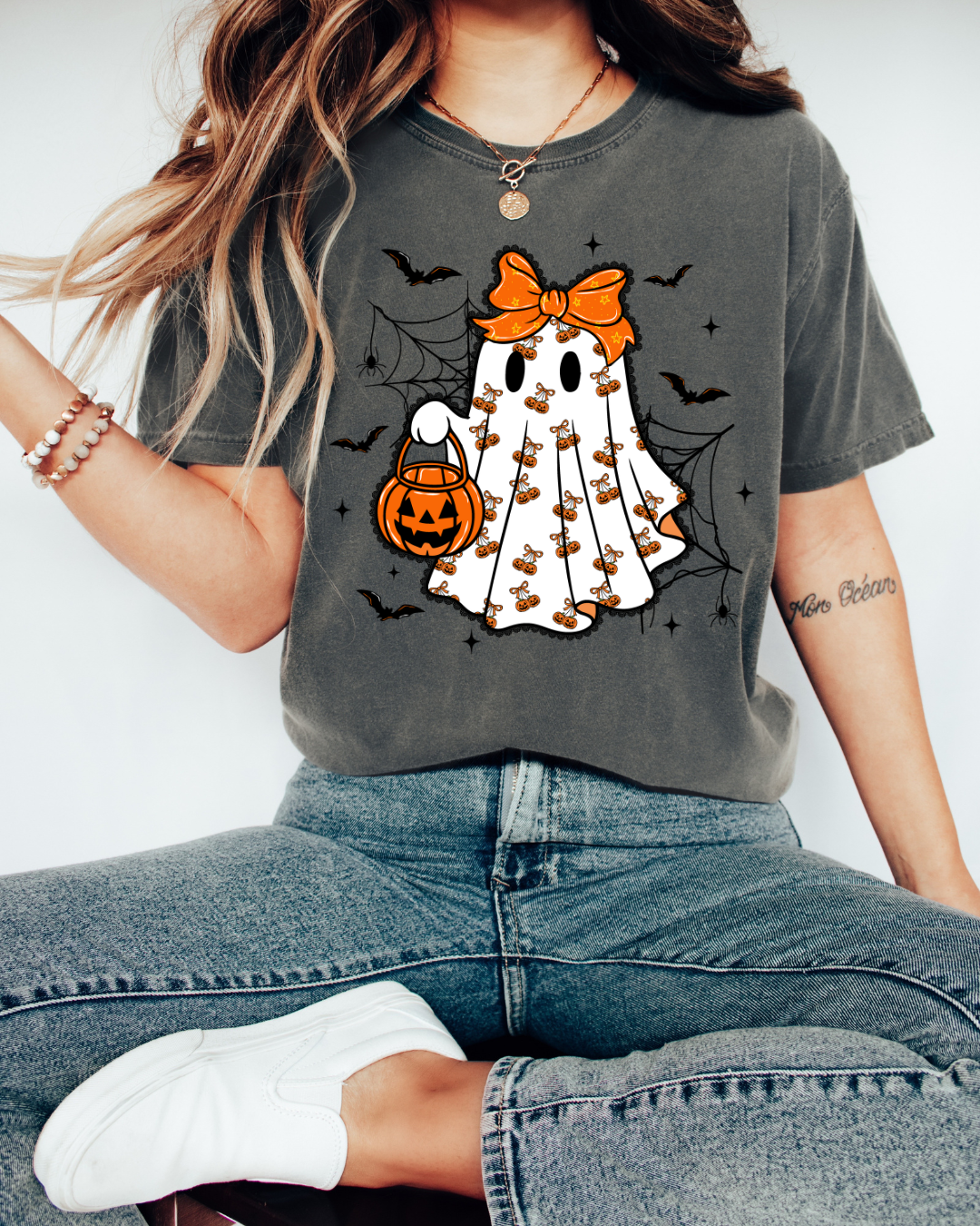 Ghost with cherry pumpkins