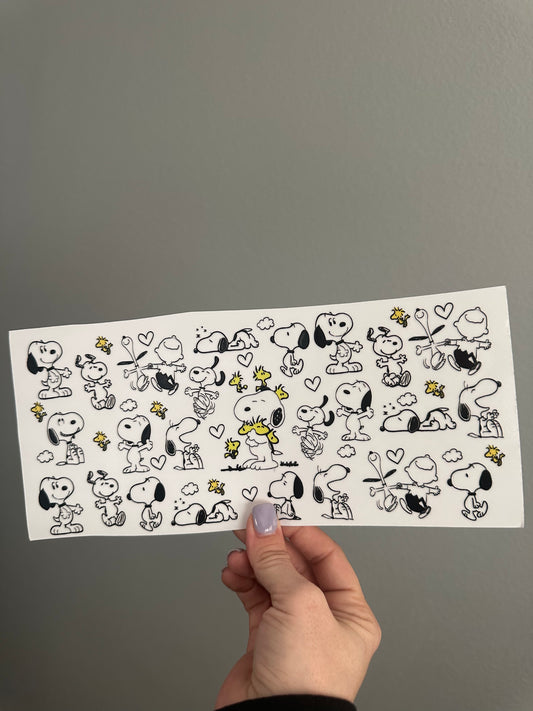 Snoopy-16oz glass can wrap