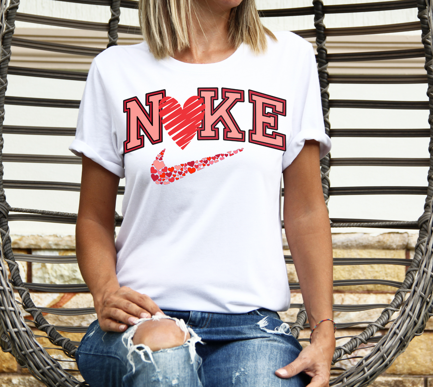 Red and pink heart check