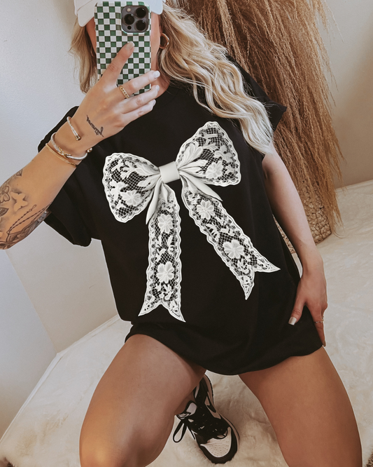 White lace bow