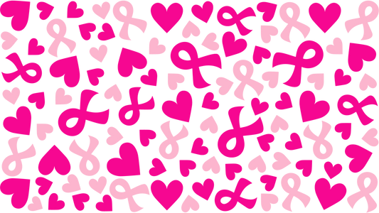 pink ribbon and hearts 16oz